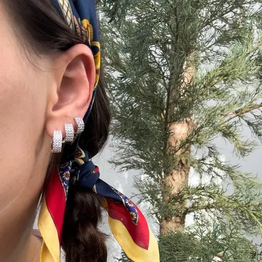 BRINCO TRIO ARGOLAS 3 FILEIRAS HOOP EARRINGS