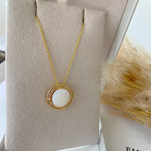 COLAR CIRCULO BAGUETADO MADRE PÉROLA BN RENOVO