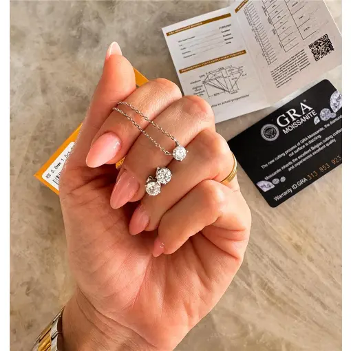 CONJUNTO PONTO DE LUZ 5MM MOISSANITE