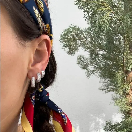 BRINCO TRIO ARGOLAS REDONDO 3 FILEIRAS HOOP EARRINGS