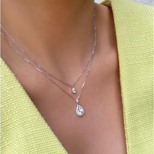 COLAR GOTA CRAVEJADO P. DE LUZ 6.5MM MOISSANITE