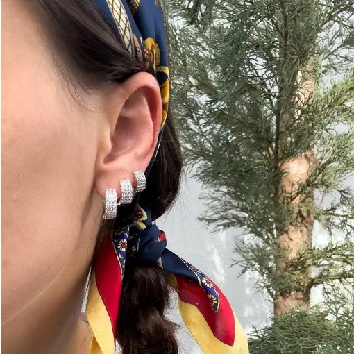 BRINCO TRIO ARGOLAS 3 FILEIRAS HOOP EARRINGS