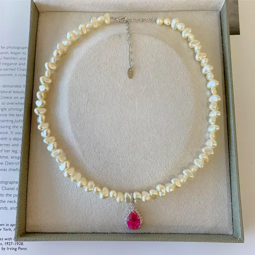 COLAR PEROLA GOTA HEART