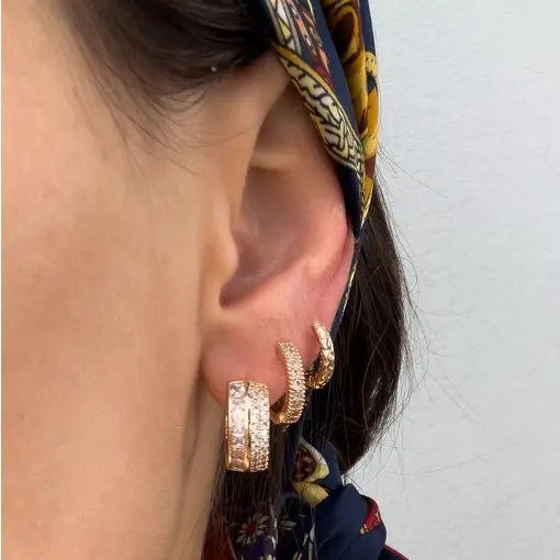 BRINCO TRIO MIX ARGOLAS CARRÉ HOOP EARRINGS