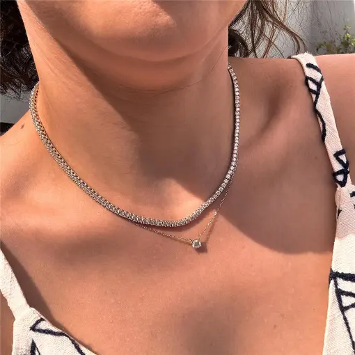 COLAR RIVIEIRA 4P 2.5MM 40CM MOISSANITE