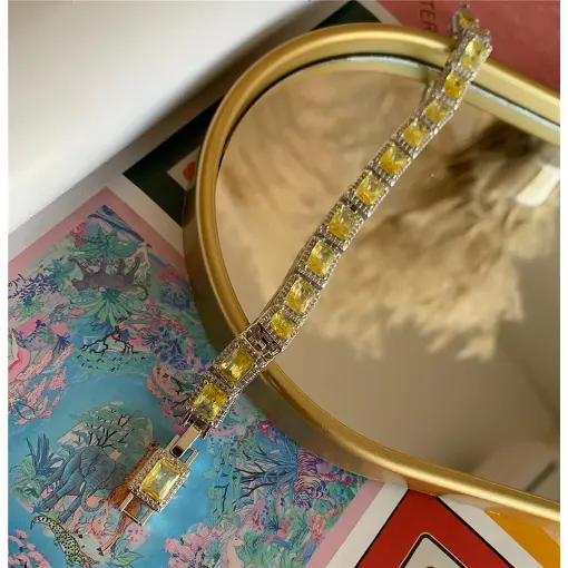 PULSEIRA LUXO RETANGULO CRAVEJADO 15CM (3CM EXT.)
