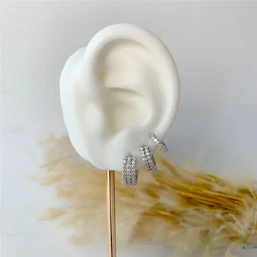 BRINCO TRIO ARGOLA 123 CRAVEJADO HOOP EARRINGS