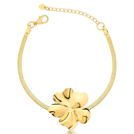 PULSEIRAS MALHA SNAKE DIAMANTADA COM FLOR