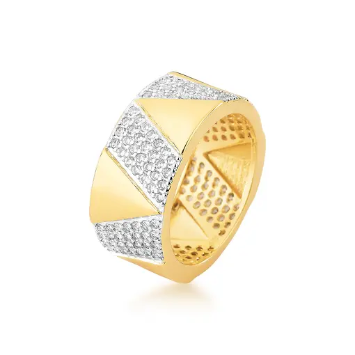 ANEL INSPIRAÇÃO LARGO TODO CRAVEJADO E TRIÂNGULOS