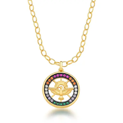 GARGANTILHA DO DIVINO ESPÍRITO SANTO COM ZIRCÔNIAS COLORIDAS