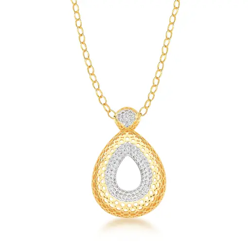 GARGANTILHA CORRENTE DE ELOS COM PINGENTE TRABALHADO E DETALHE C