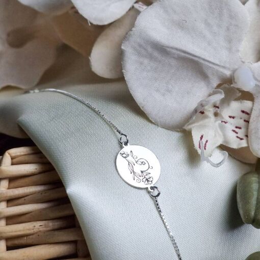 Pulseira de Prata Medalha Signo Libra