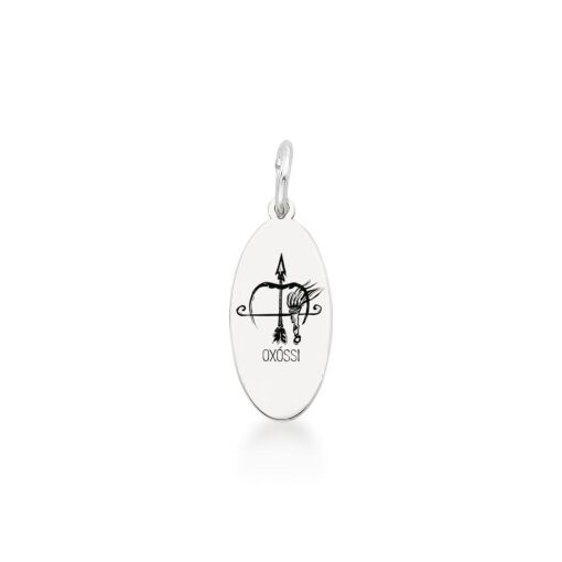 Pingente Oval Oxóssi de Prata