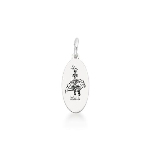 Pingente Oval Oxalá de Prata
