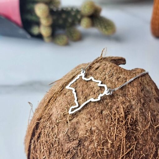 Colar de Prata Vazado Mapa Bahia