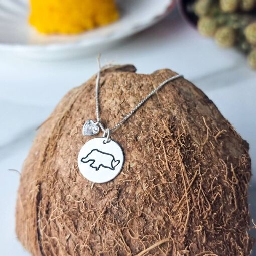 Colar de Prata Patuá Medalha Rio Grande do Norte + Coração Zircô