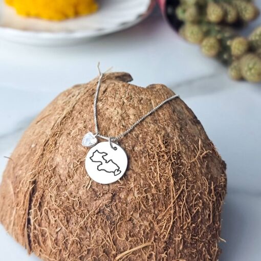 Colar de Prata Patuá Medalha Paraíba + Coração Zircônia