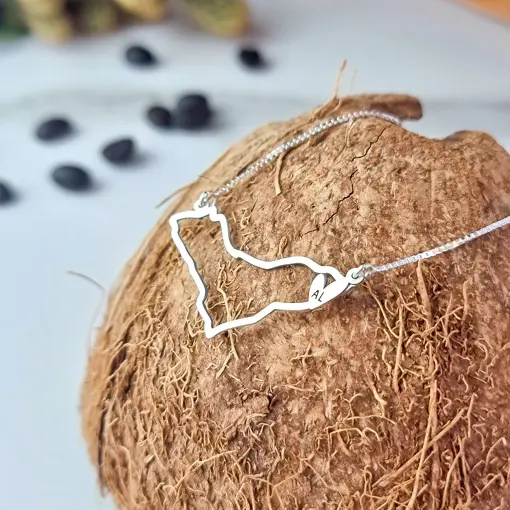 Colar de Prata Vazado Patuá Mapa Alagoas