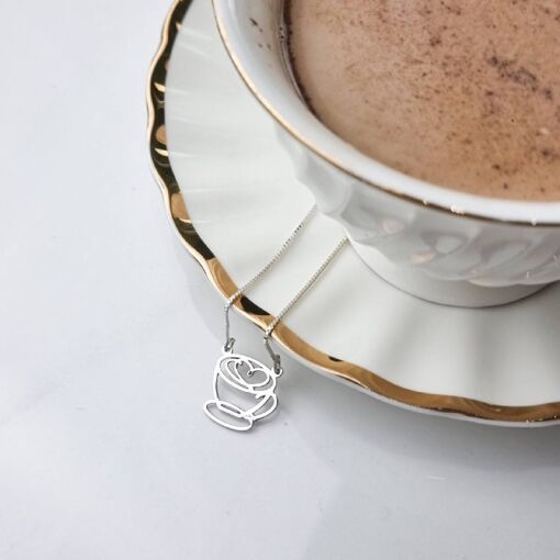 Colar Café Minimalista Amor Prata 925