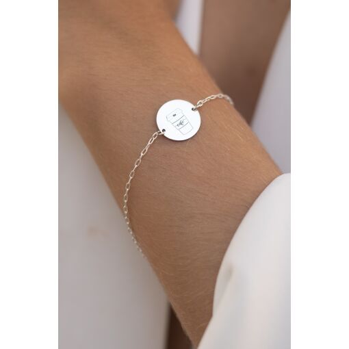Pulseira Medalha Copo de Café Prata 925