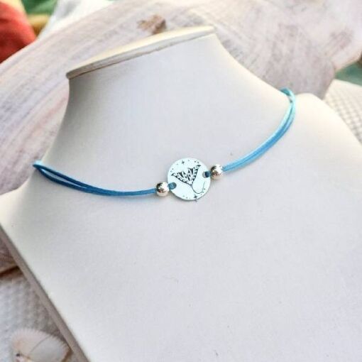 Choker de Prata Medalha Raia Estelar Acetinada