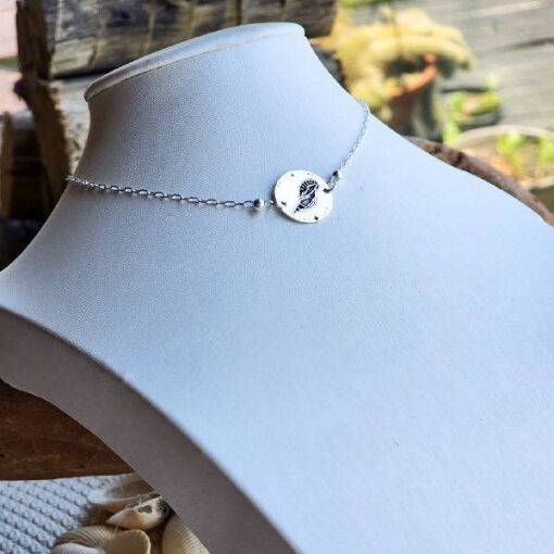 Choker de Prata Medalha Concha Caramujo Estelar