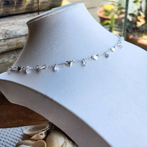 Choker de Prata Coração e Zircônia