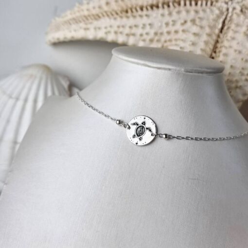 Choker de Prata Medalha Tartaruga Estelar