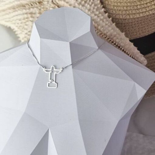 Colar Cristo Redentor Vazado Prata 925