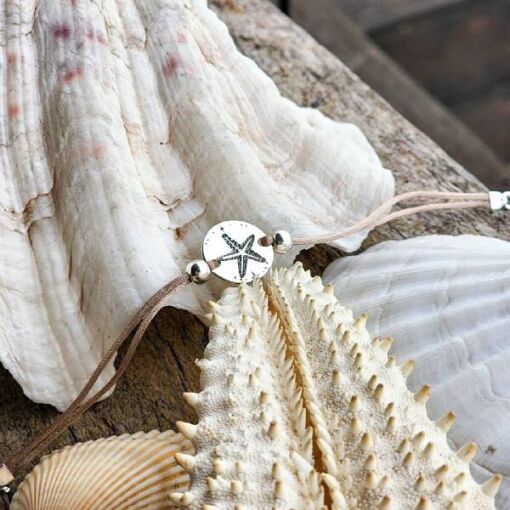 Pulseira Medalha Estrela do Mar Estelar Acetinada Prata 925