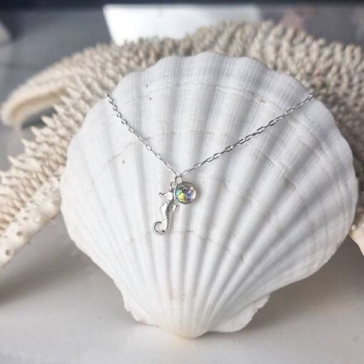 Pulseira Cavalo Marinho e Escama Branca