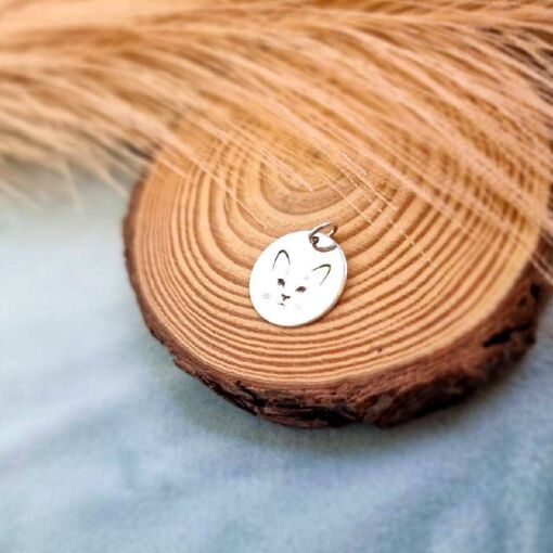 Pingente de Prata Medalha Gato