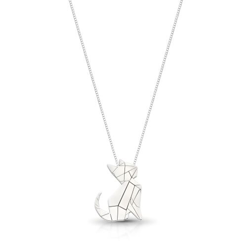 Colar Gato Origami Prata 925