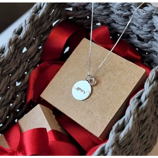 Colar Amor + Ponto de Luz Coração Prata 925