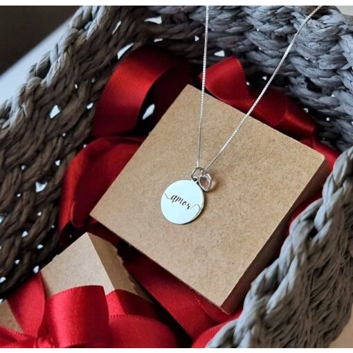 Colar Amor + Ponto de Luz Coração Prata 925