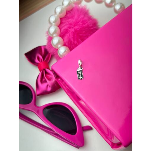 Berloque Garrafa de Água Squeeze Barbie Envelhecido Prata 925