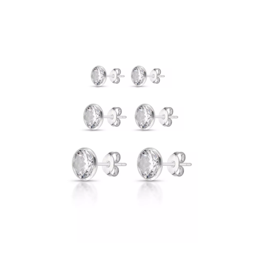 Brinco de Prata Trio Zircônia