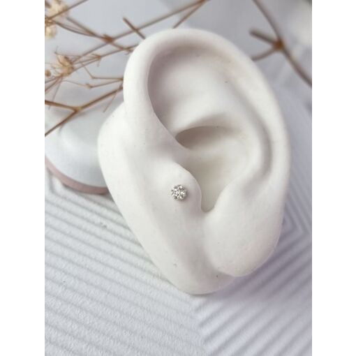 Piercing de Prata Zircônia Círculo
