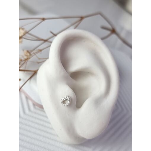 Piercing de Prata Coração Cravejado Vazado