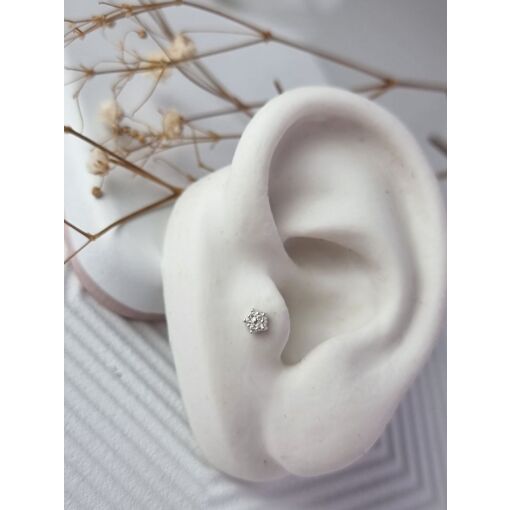 Piercing de Prata Flor Cravejada