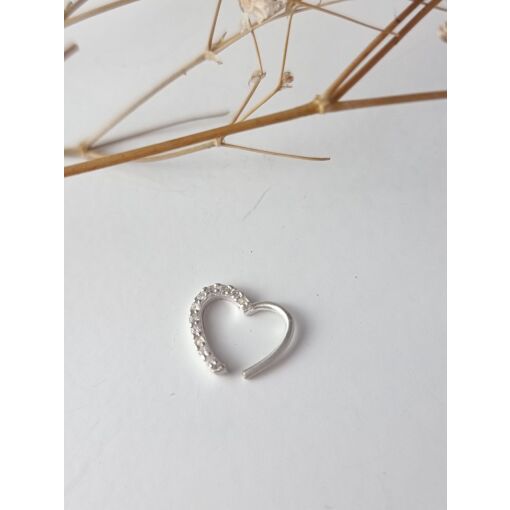 Piercing de Prata Argola Coração Lado Zircônia