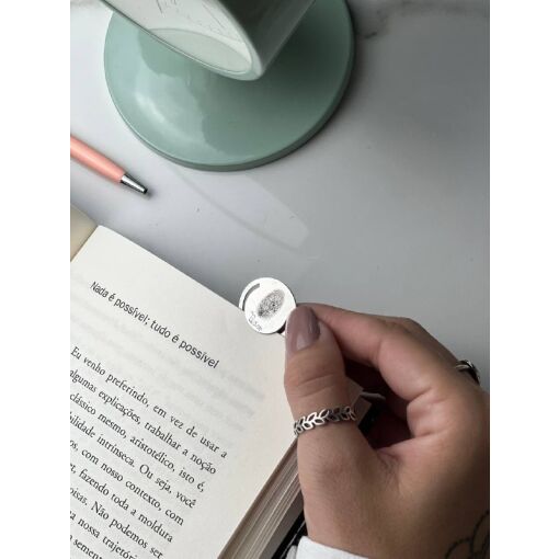 Marca Página de Prata Personalizável Digital e Assinatura