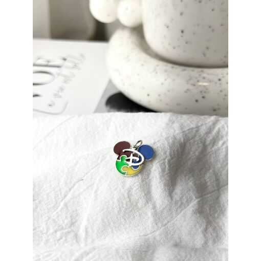 Pingente Mickey Autismo Letra Personalizável Prata 925