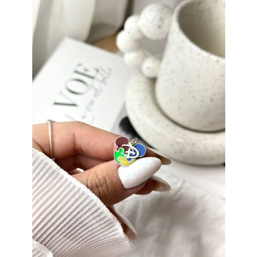 Pingente Mickey Autismo Letra Personalizável Prata 925