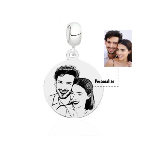 Berloque de Prata Personalizavél Redondo Foto
