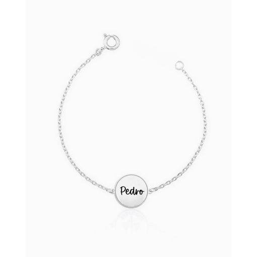 Pulseira de Prata Pingente Medalha Personalizável Prata 925