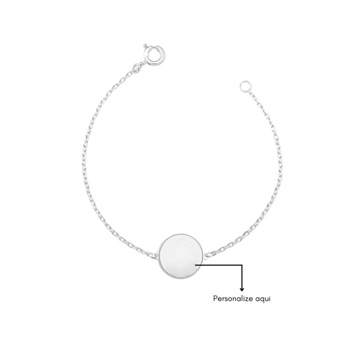 Pulseira de Prata Pingente Medalha Personalizável Prata 925
