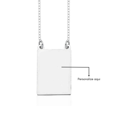 Colar Retangular Frase Personalizável Prata 925