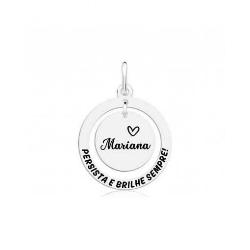Pingente Medalha com Aro Personalizável Prata 925