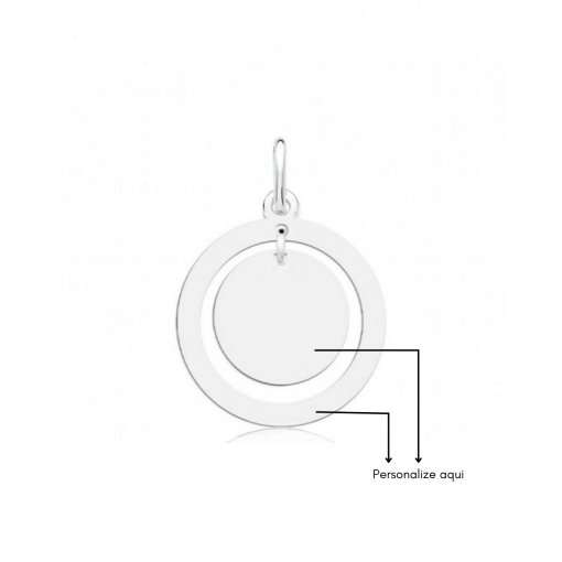Pingente Medalha com Aro Personalizável Prata 925